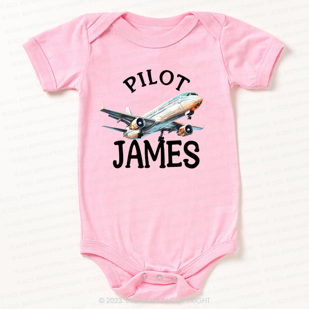 Custom Name Pilot Bodysuit For Baby