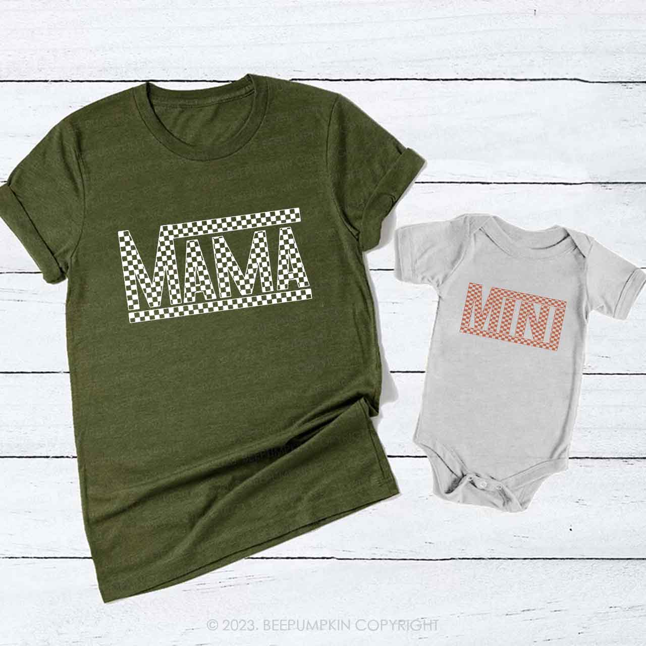 Mama And Mini Checkered Mom&Me Matching Tees