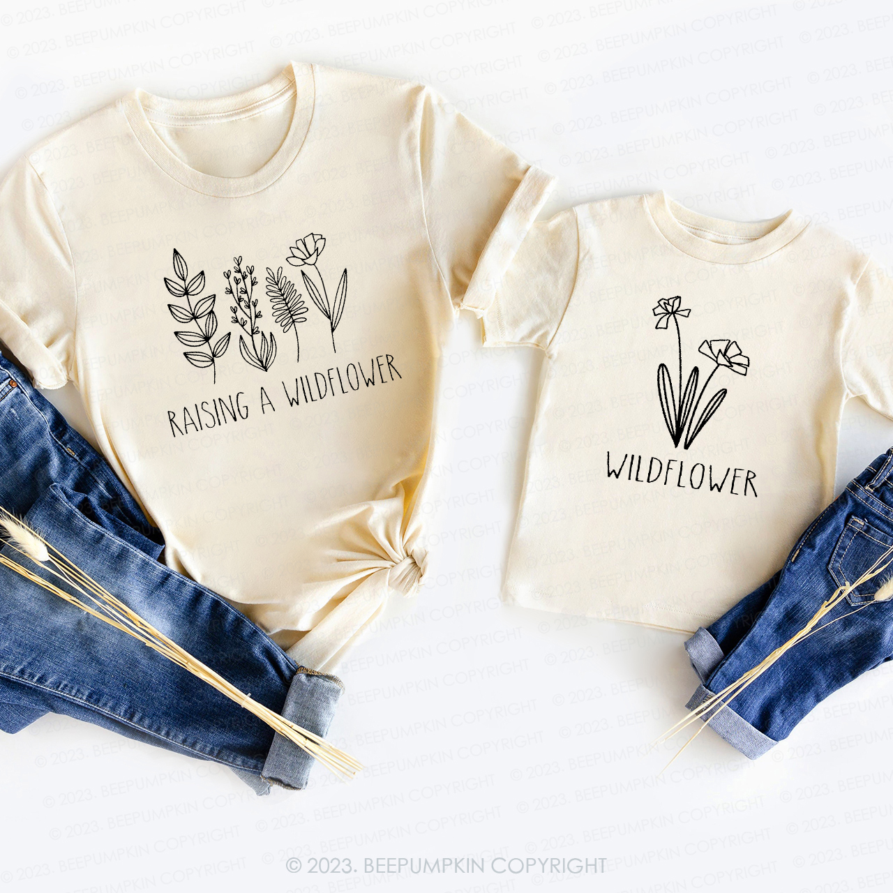 VILOVE Raising A Wildflower Matching Shirts - Mommy And Me Tshirts For Mother Daughter Son Outfits