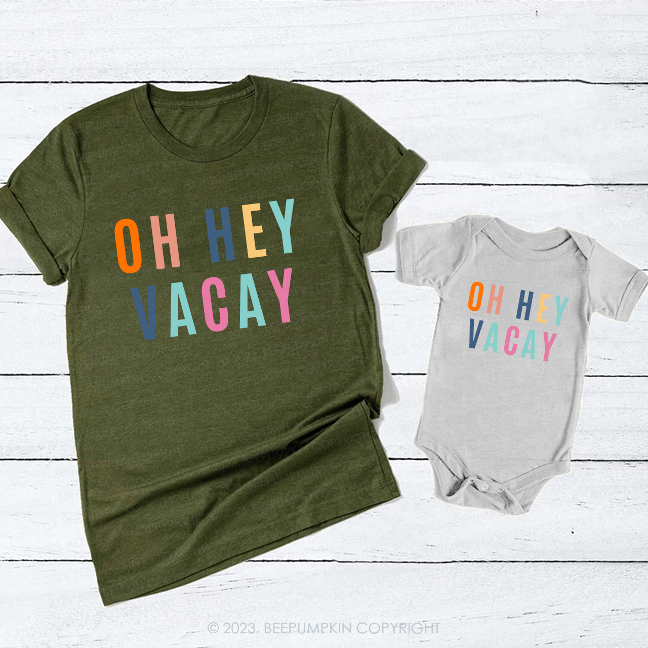 OH HEY VACAY Mommy And Me Matching T-Shirts