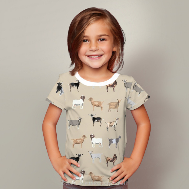 Alpine And Boer Goat All Over Print Kids Tees 