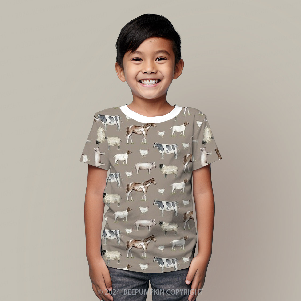 Horse Sheep Chicken All Over Print Kids Tees