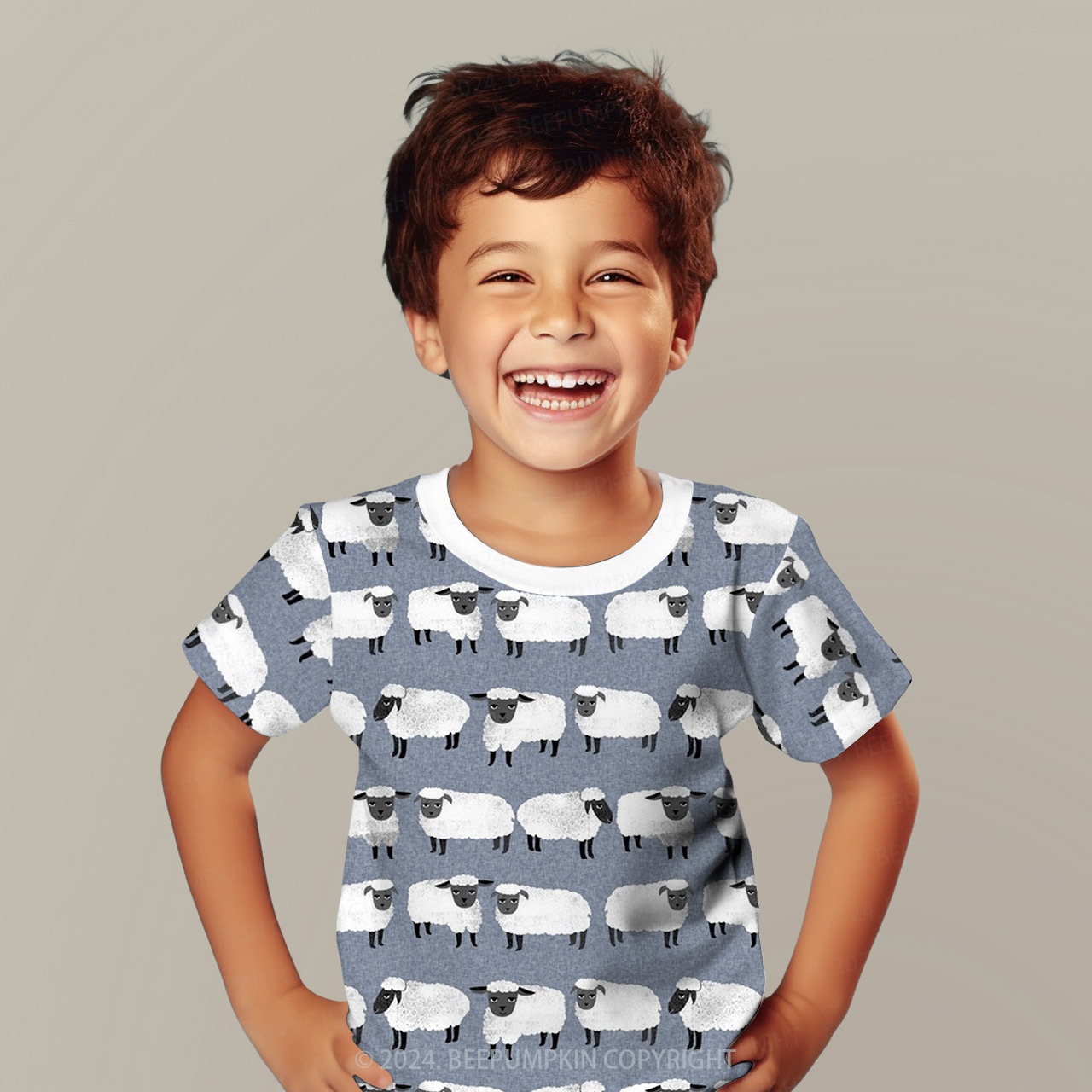 Farm Cute Lamb All Over Print Kids Tees