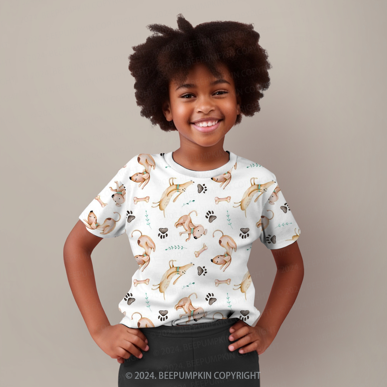 Dogs Grabbing Bones All Over Print Kids Tees