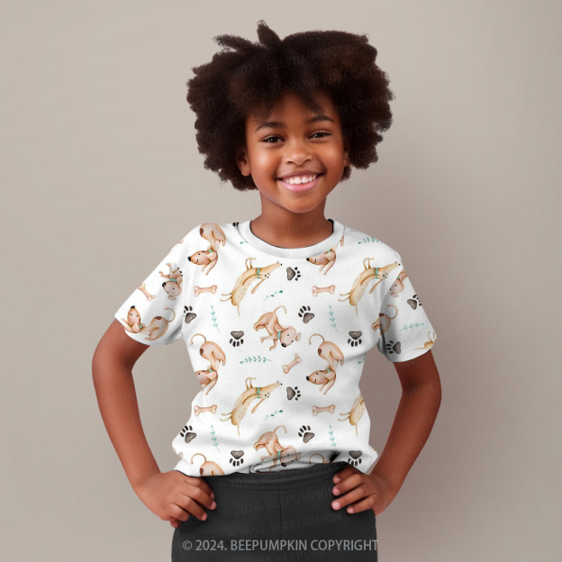 Dogs Grabbing Bones All Over Print Kids Tees