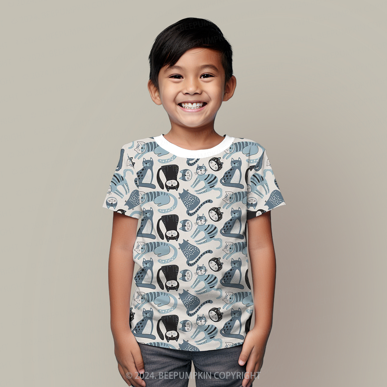 Abstract Art Cat All Over Print Kids Tees