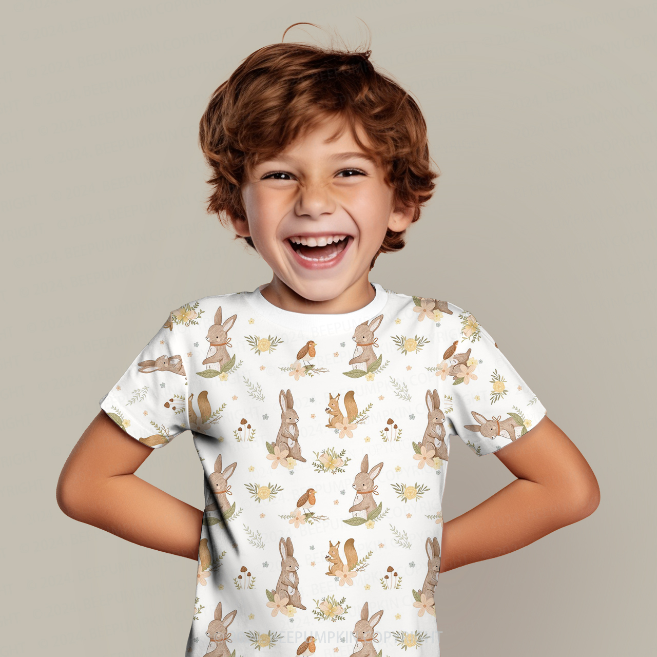 Curious Squirrel And Birde All Over Print Kids Tees 