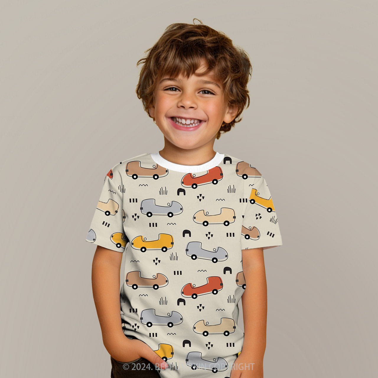 Cartoon Traffic Car All Over Print Kids Tees