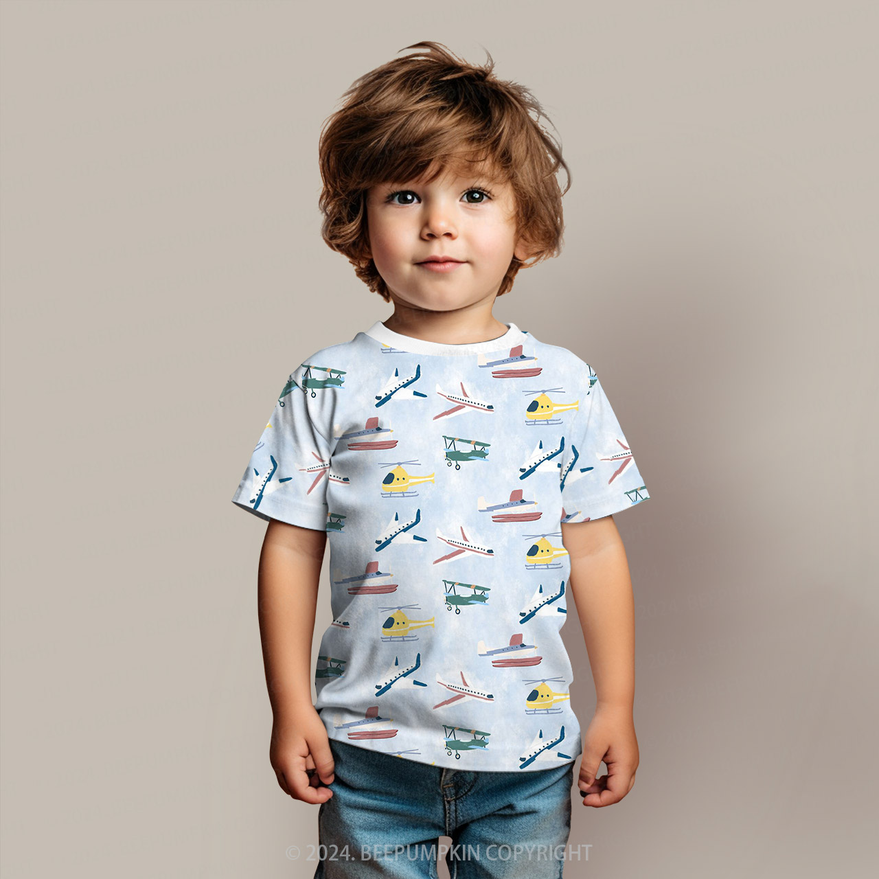 Aviation Helicopter Plane All Over Print Kids Tees