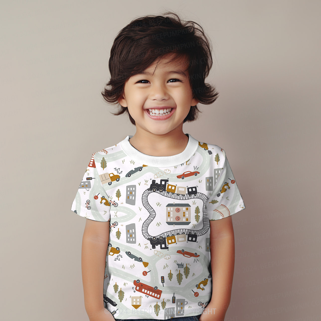 Urban Transportation Routes All Over Print Kids Tees
