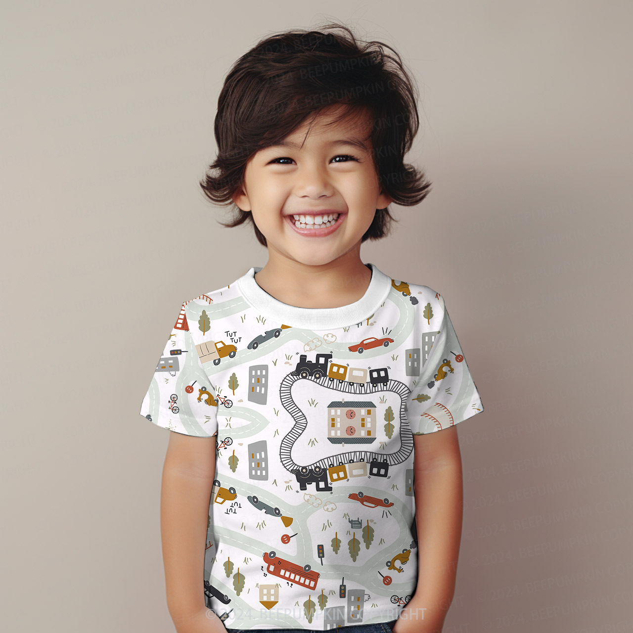 Urban Transportation Routes All Over Print Kids Tees