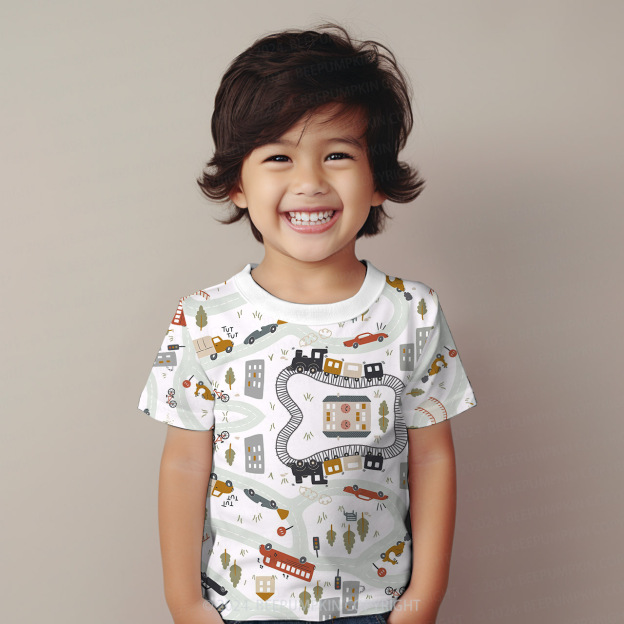 Urban Transportation Routes All Over Print Kids Tees