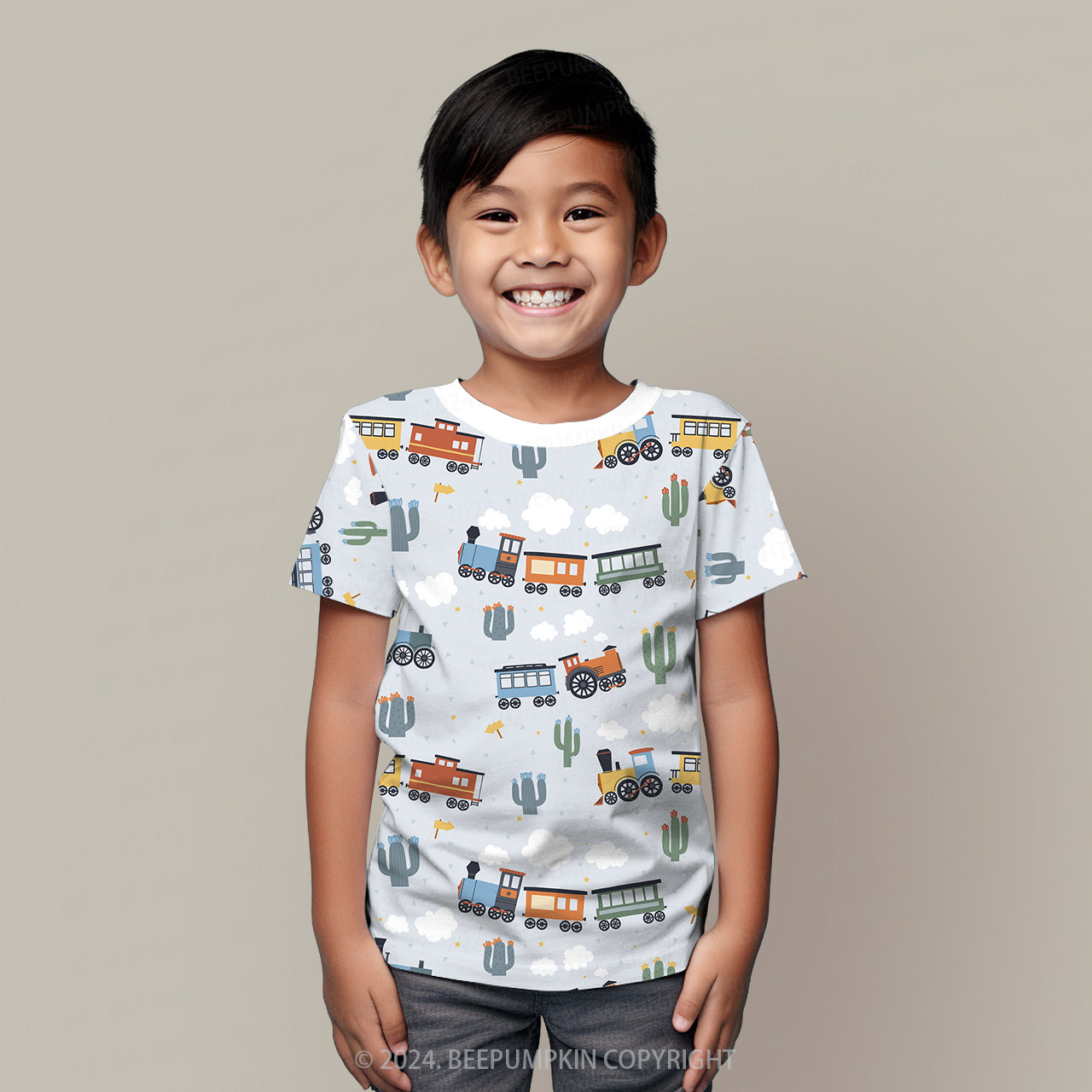 Cactus And Four Wheeler All Over Print Kids Tees 