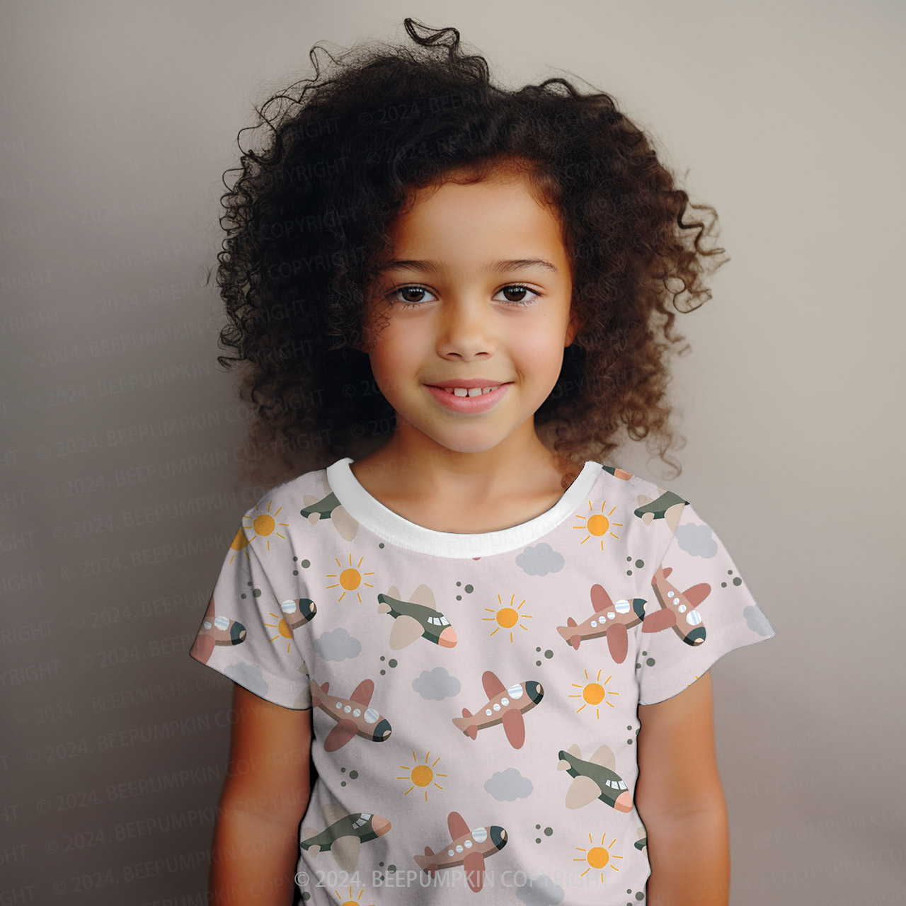 Sun Clouds Airplane All Over Print Kids Tees 