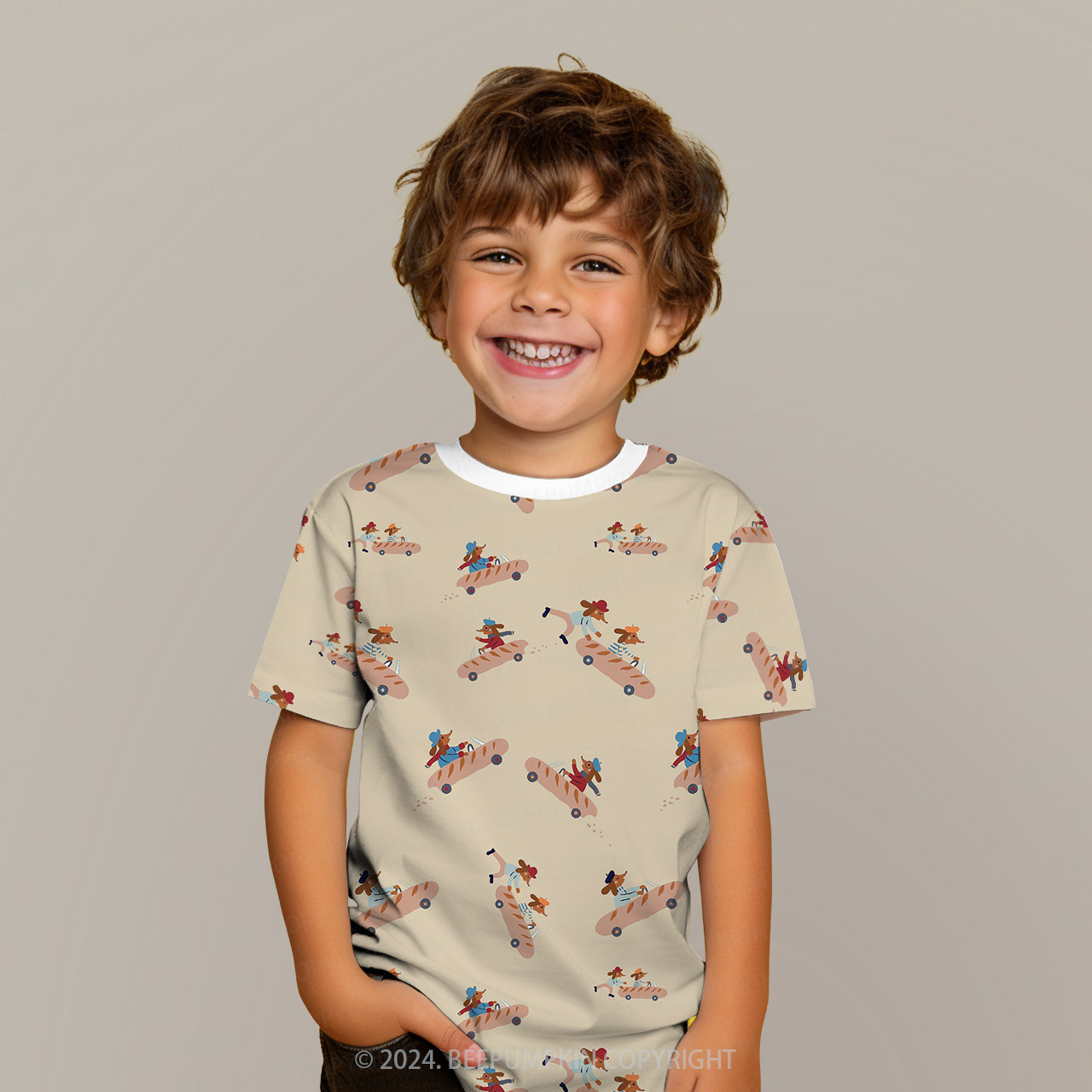 Skateboard Cool Puppy All Over Print Kids Tees