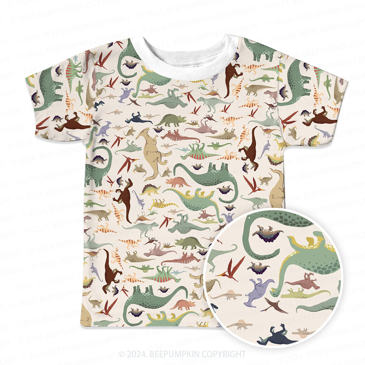 Various Dinosaurs Parks All Over Print Kids Tees 