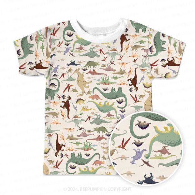 Various Dinosaurs Parks All Over Print Kids Tees 