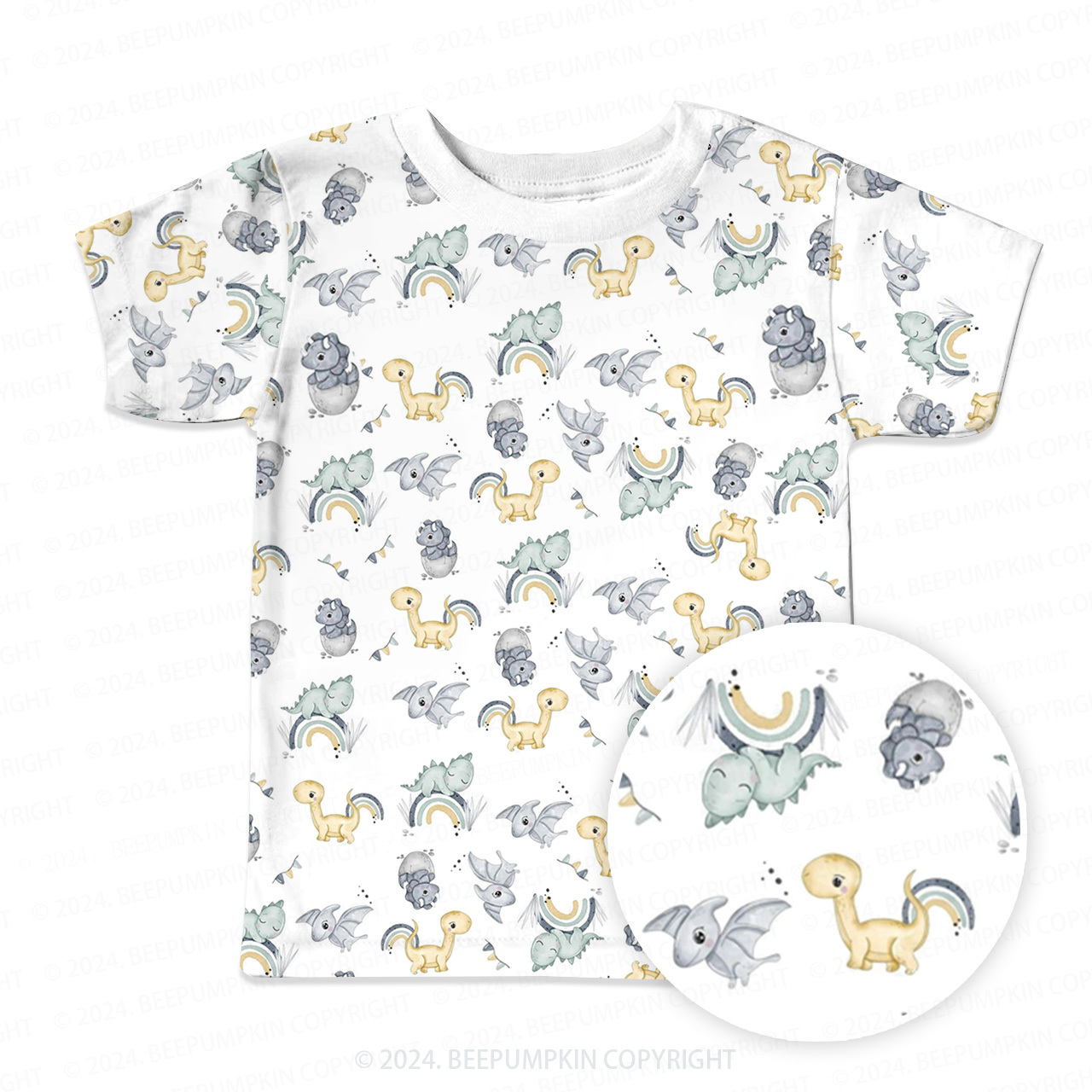 Newborn Baby Dinosaur All Over Print Kids Tees