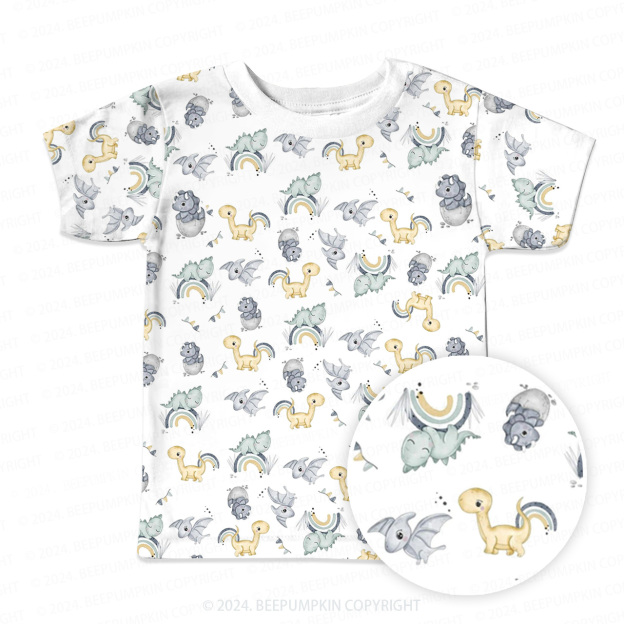 Newborn Baby Dinosaur All Over Print Kids Tees 