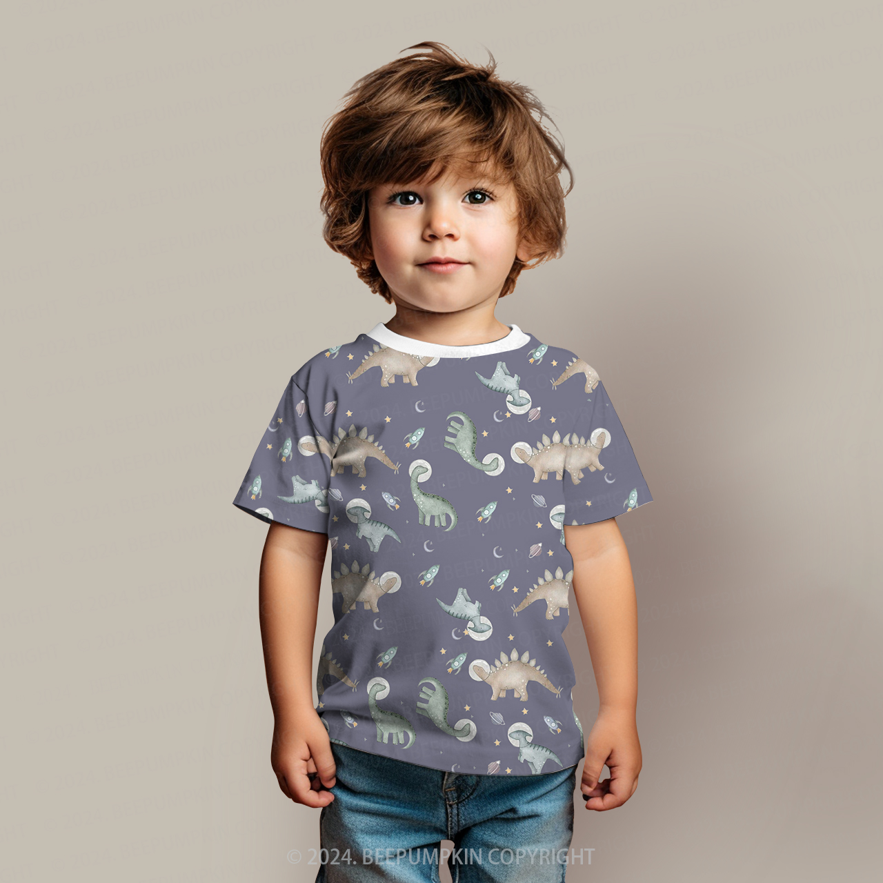 Dinosaur Space Travel All Over Print Kids Tees