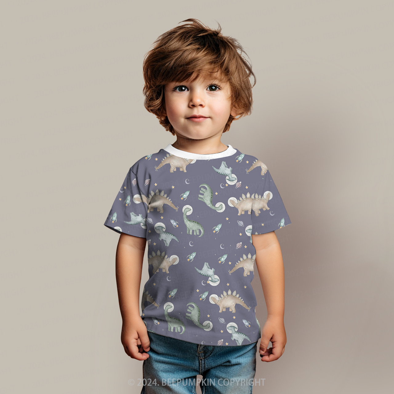 Dinosaur Space Travel All Over Print Kids Tees