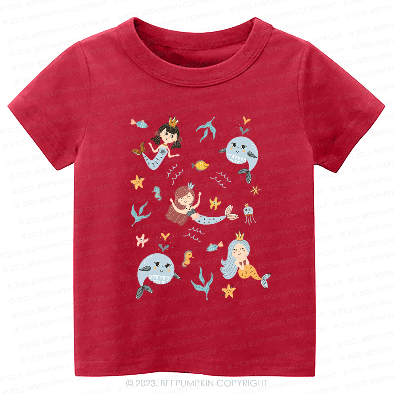 Cute Mermaid Girl Beach Kids Shirt