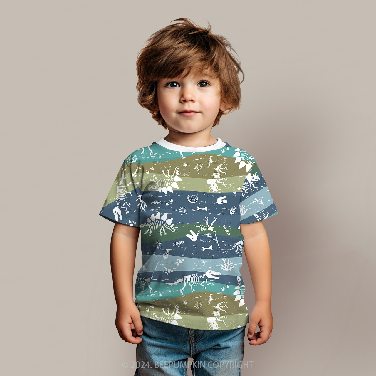 Dinosaur Bones All Over Print Kids Tees