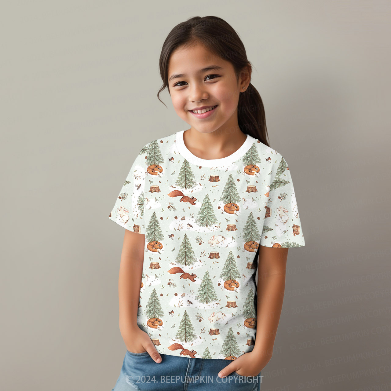 Animal Party In Pine Forest All Over Print Kids Tees