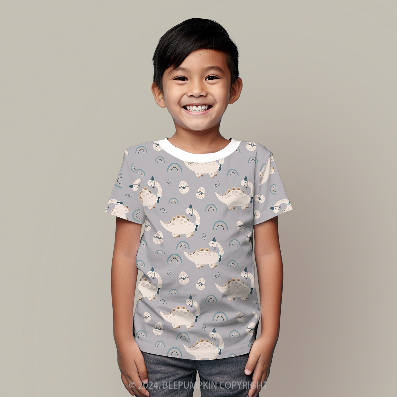 Birthday Dinosaur All Over Print Kids Tees