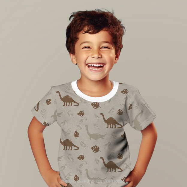 Dinosaur Leaf Silhouette All Over Print Kids Tees