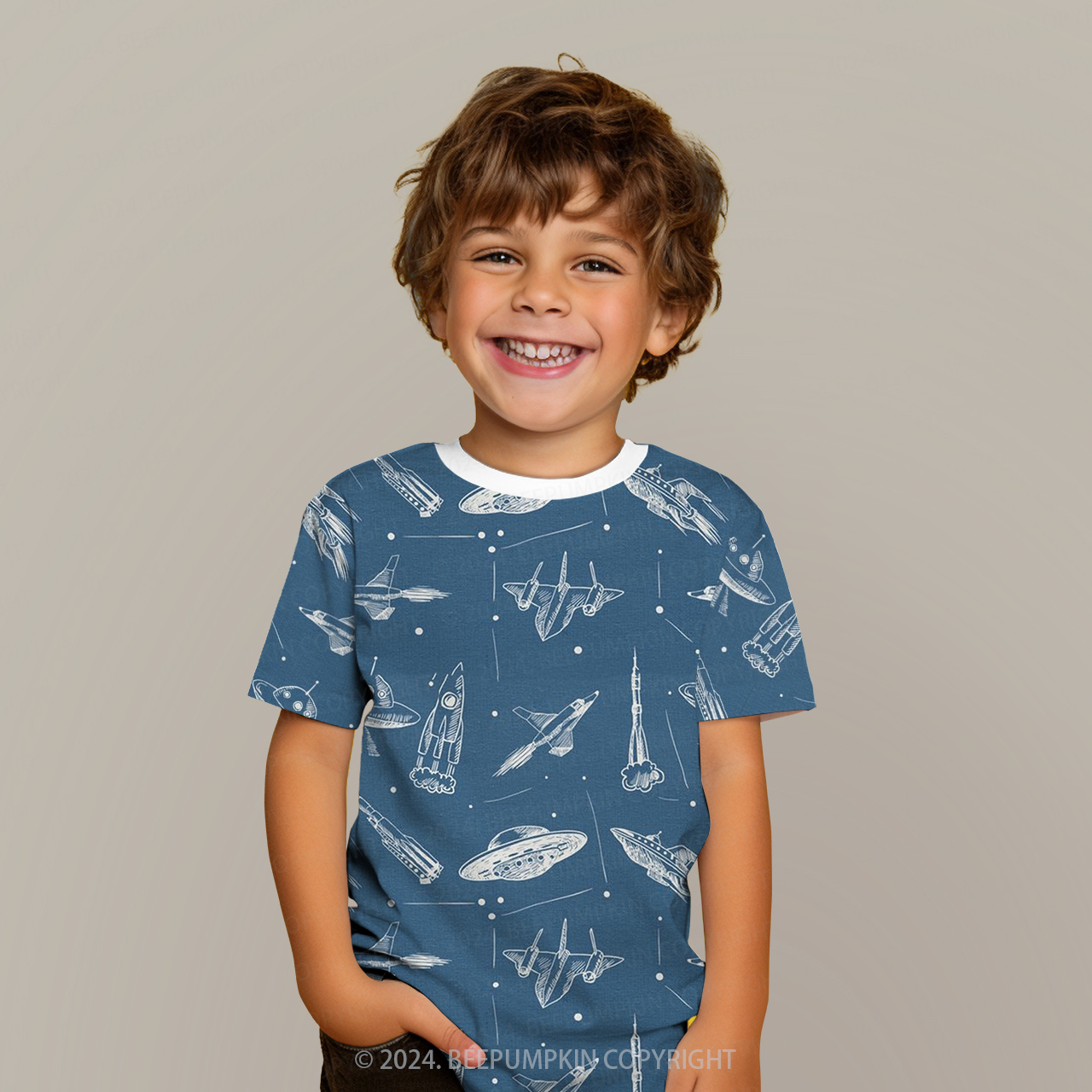Spaceship Rocket All Over Print Kids Tees
