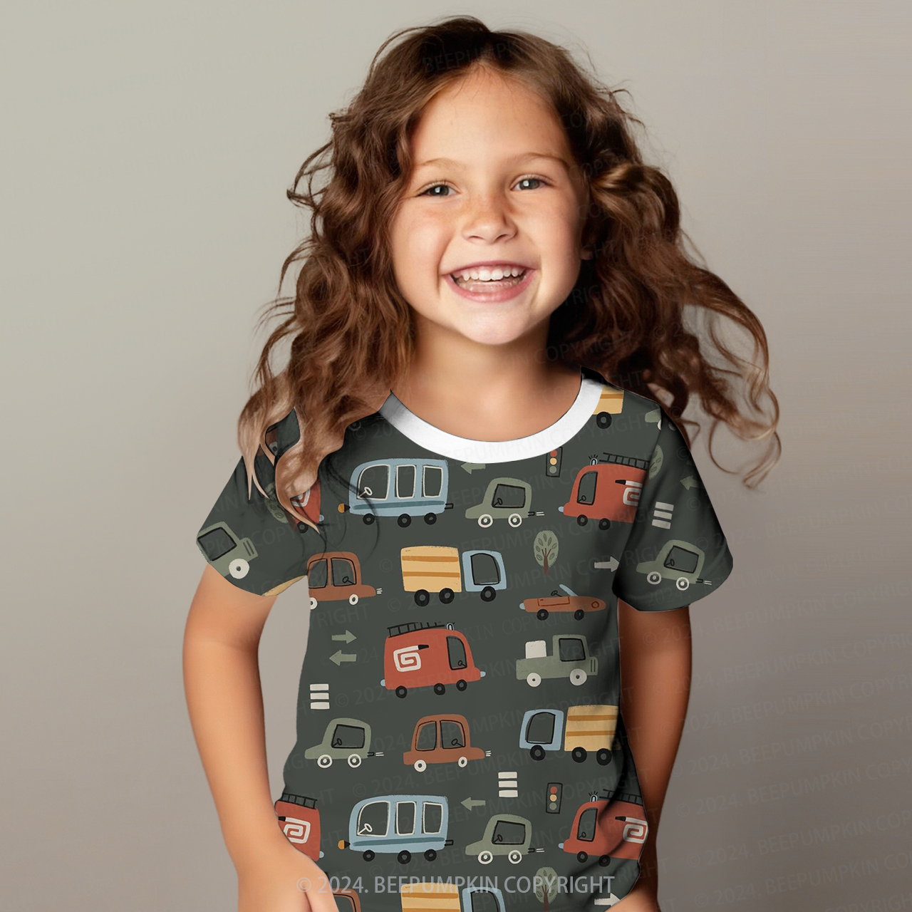 Cartoon City Transportation All Over Print Kids Tees