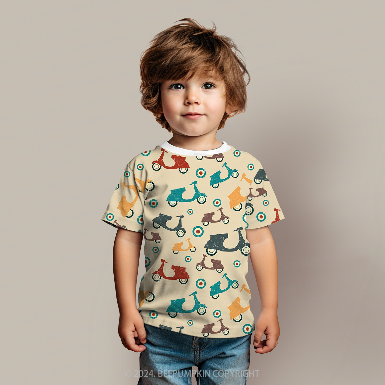 Cartoon Electric Car All Over Print Kids Tees
