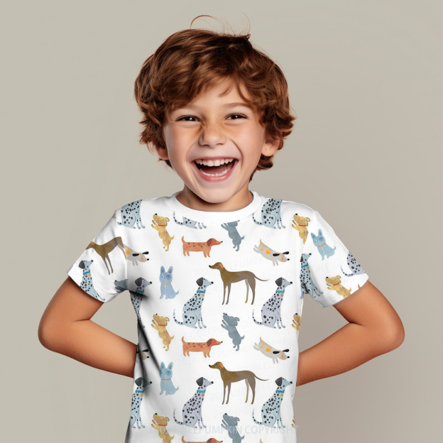 Curious Dog And Cat All Over Print Kids Tees