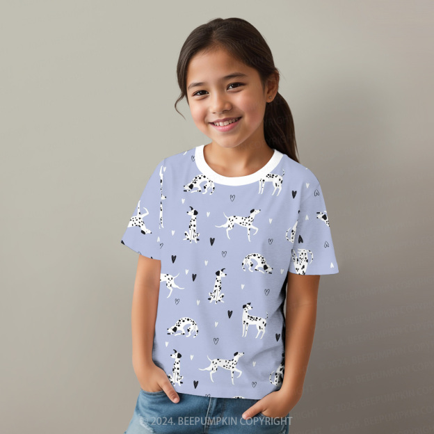 Heart Polka Dot Dog All Over Print Kids Tees