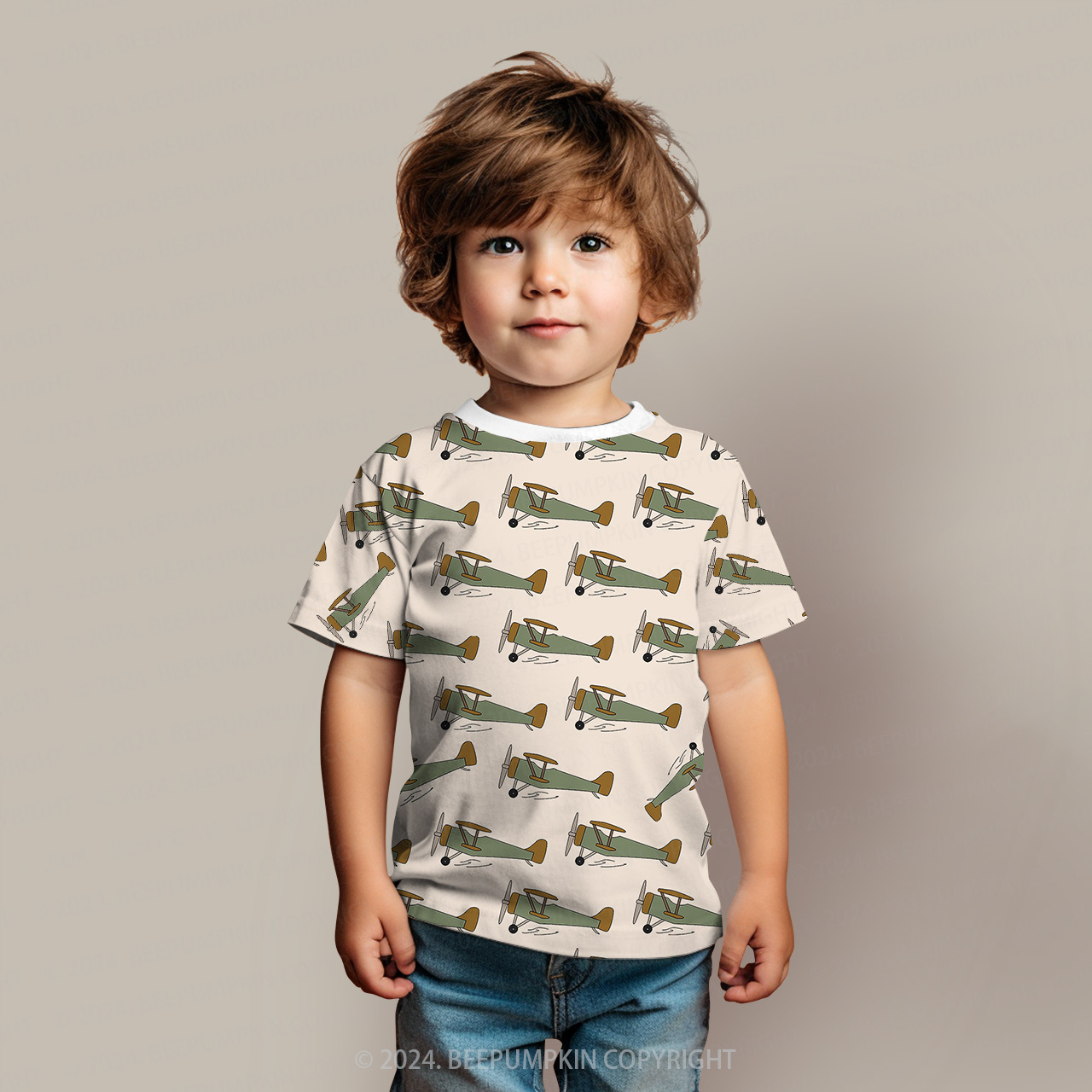 Cartoon Helicopter All Over Print Kids Tees