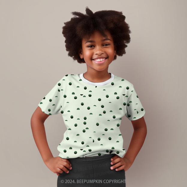 Green Polka Dots All Over Print Kids Tees
