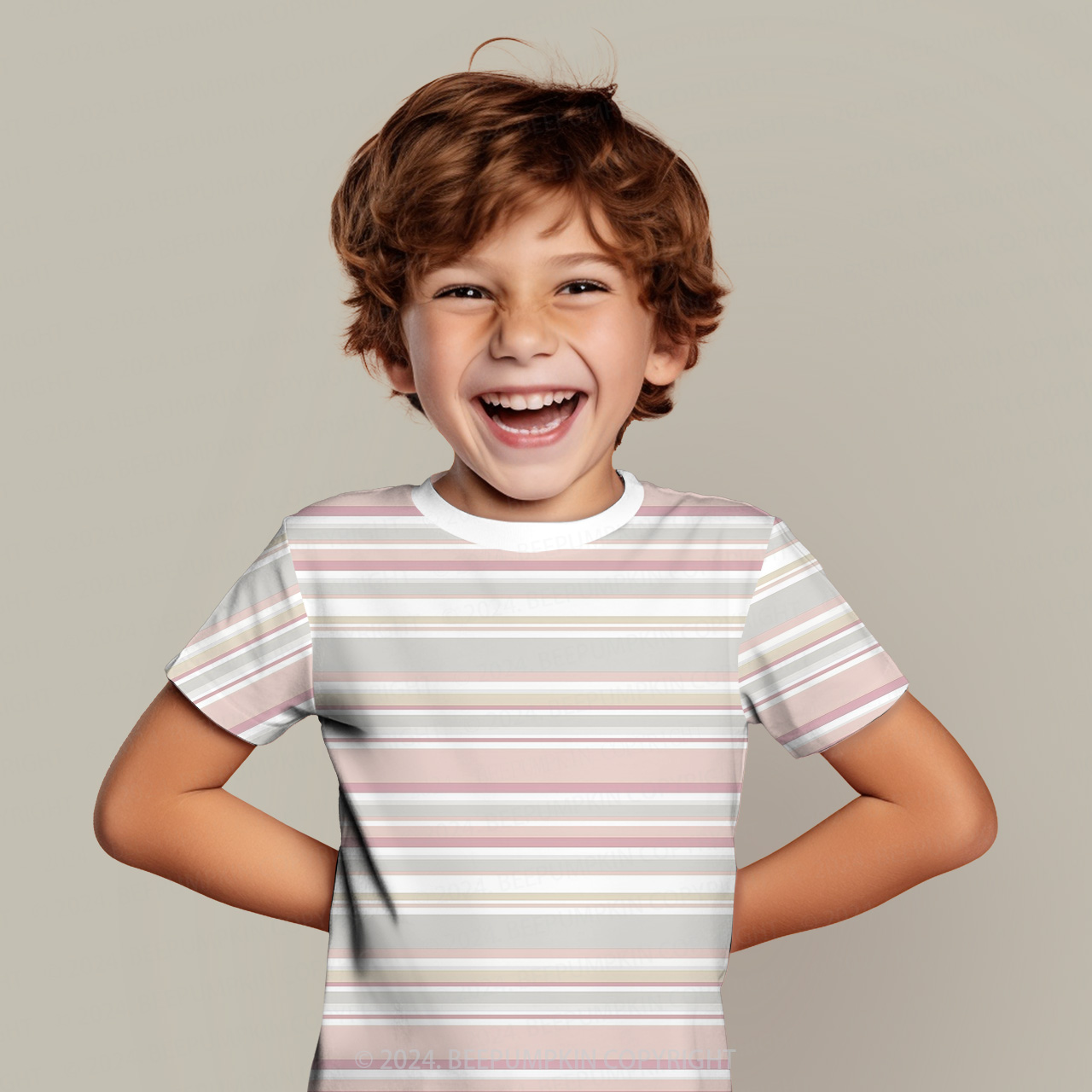 Colorful Stripes All Over Print Kids Tees 