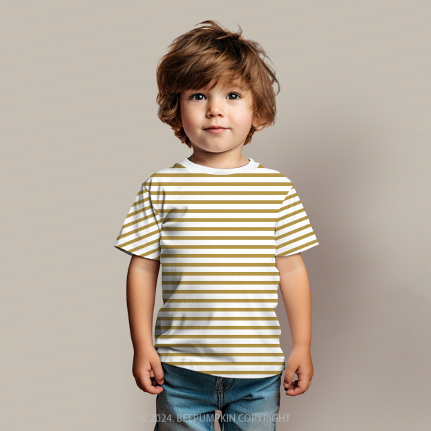 Brown Industrial Style Stripes All Over Print Kids Tees