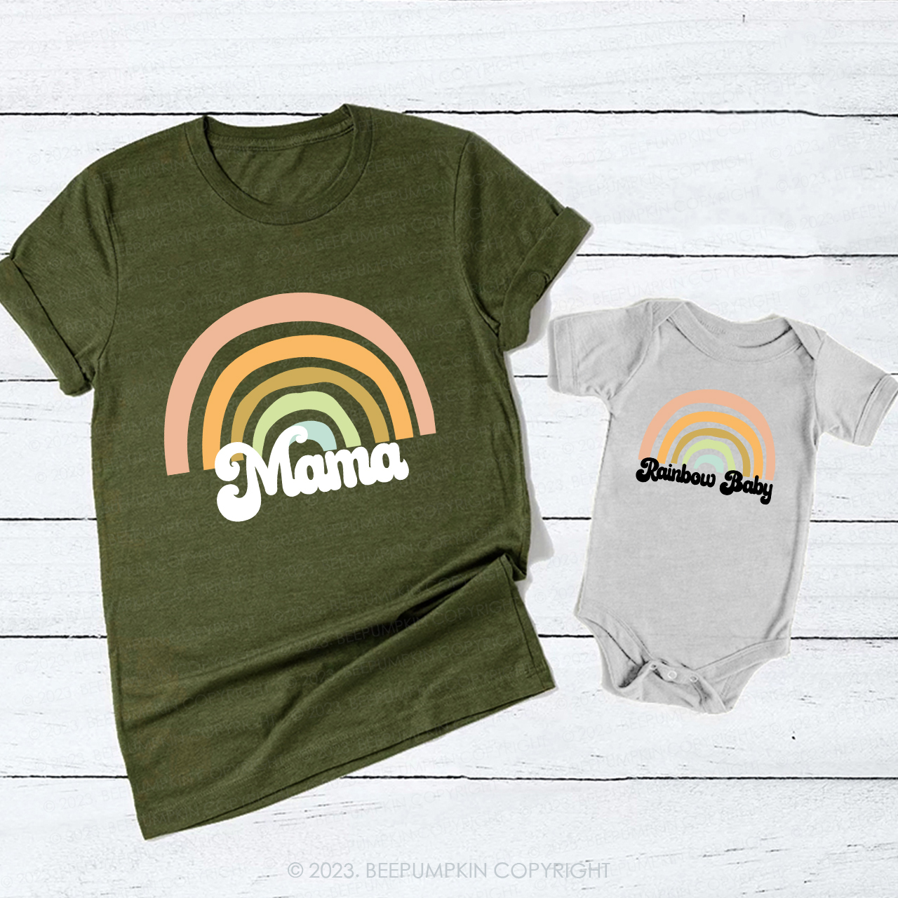 Personalized Matching Mama and Rainbow Baby Bodysuit & Shirts