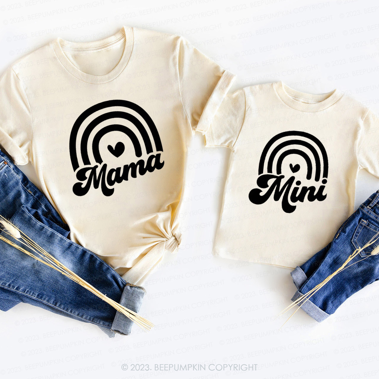 Rainbow Hearts Mama Mini T-Shirts For Mom&Me