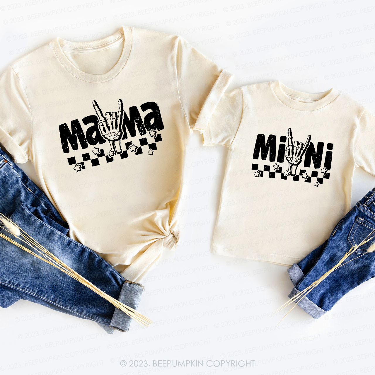 Mama Mini Retro Bone T-Shirts For Mom&Me