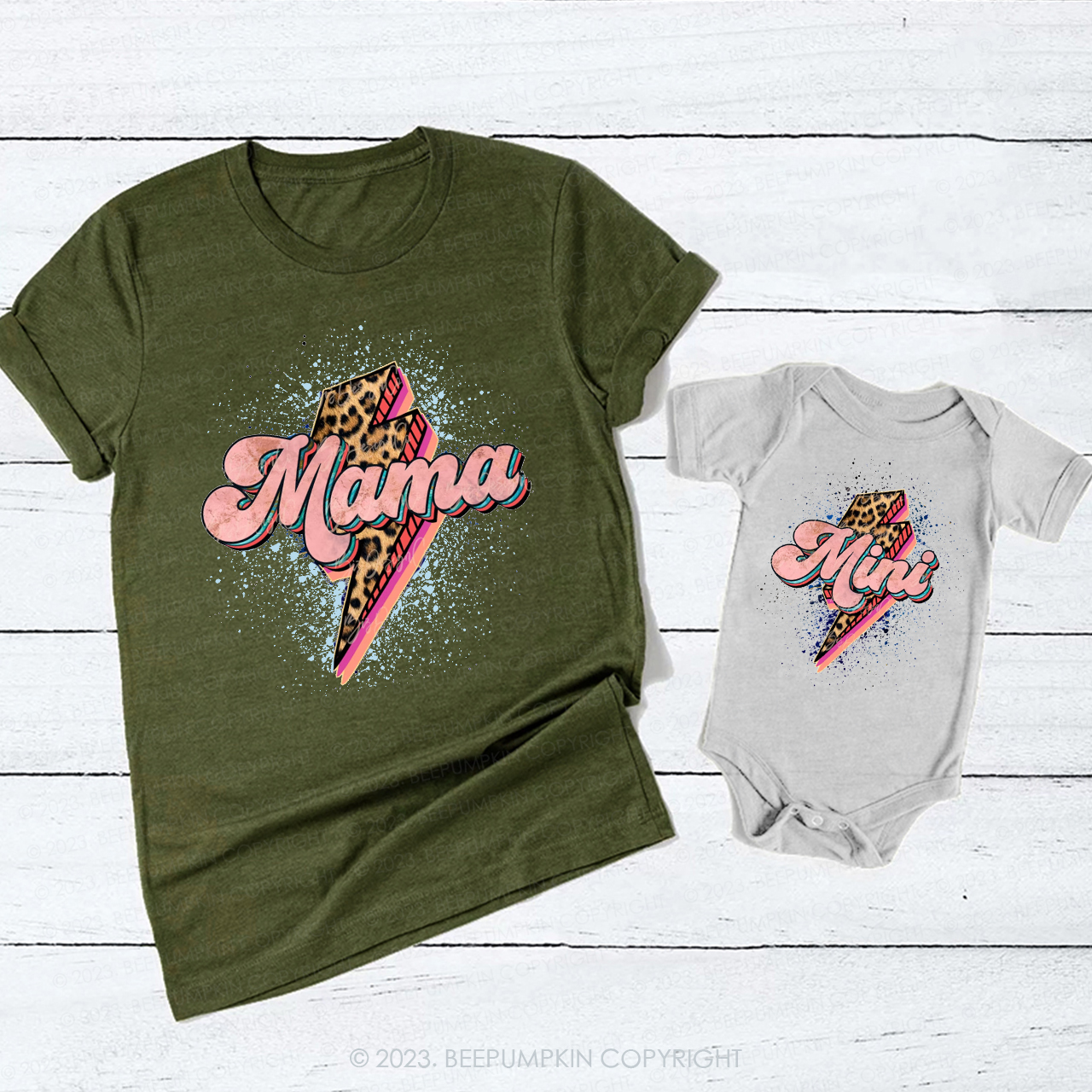 Retro Pink Leopard Print T-Shirts For Mom&Me