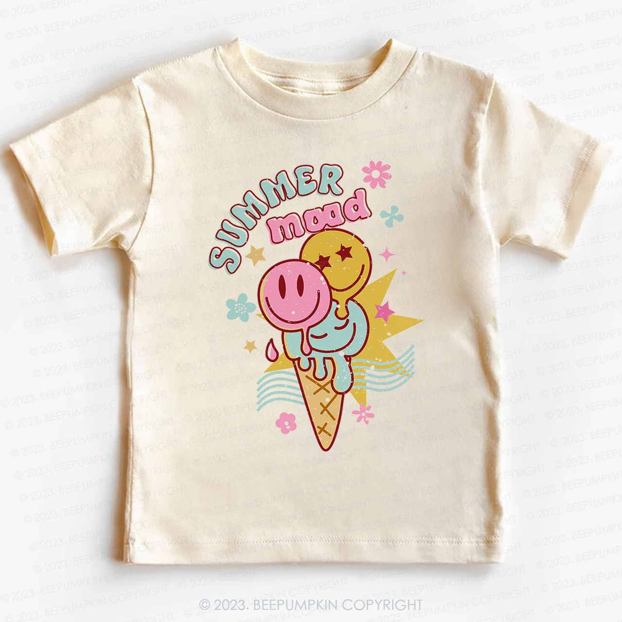  Summer Mood Ice Cream Happy Face Kids Shirt