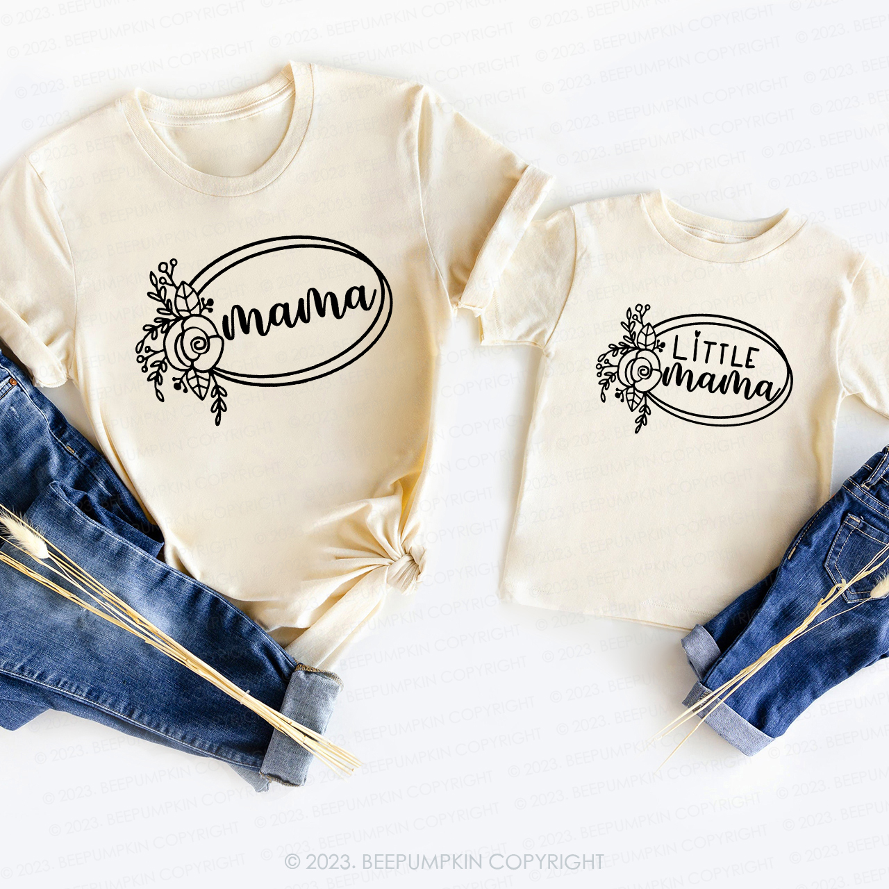 Mommy And Me Flowers T-Shirts For Mom&Me