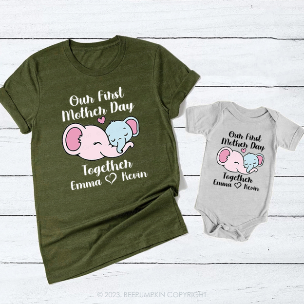Elephant  Our First Mother's Day T-Shirts For Mom&Me
