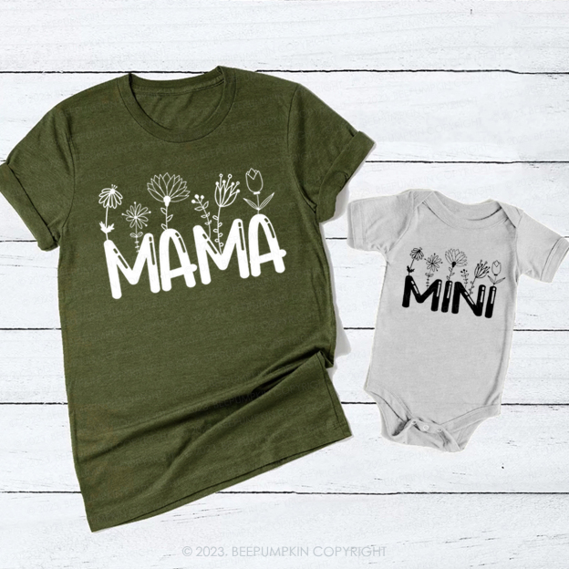Blooming Flowers  Mama And Mini T-Shirts For Mom&Me