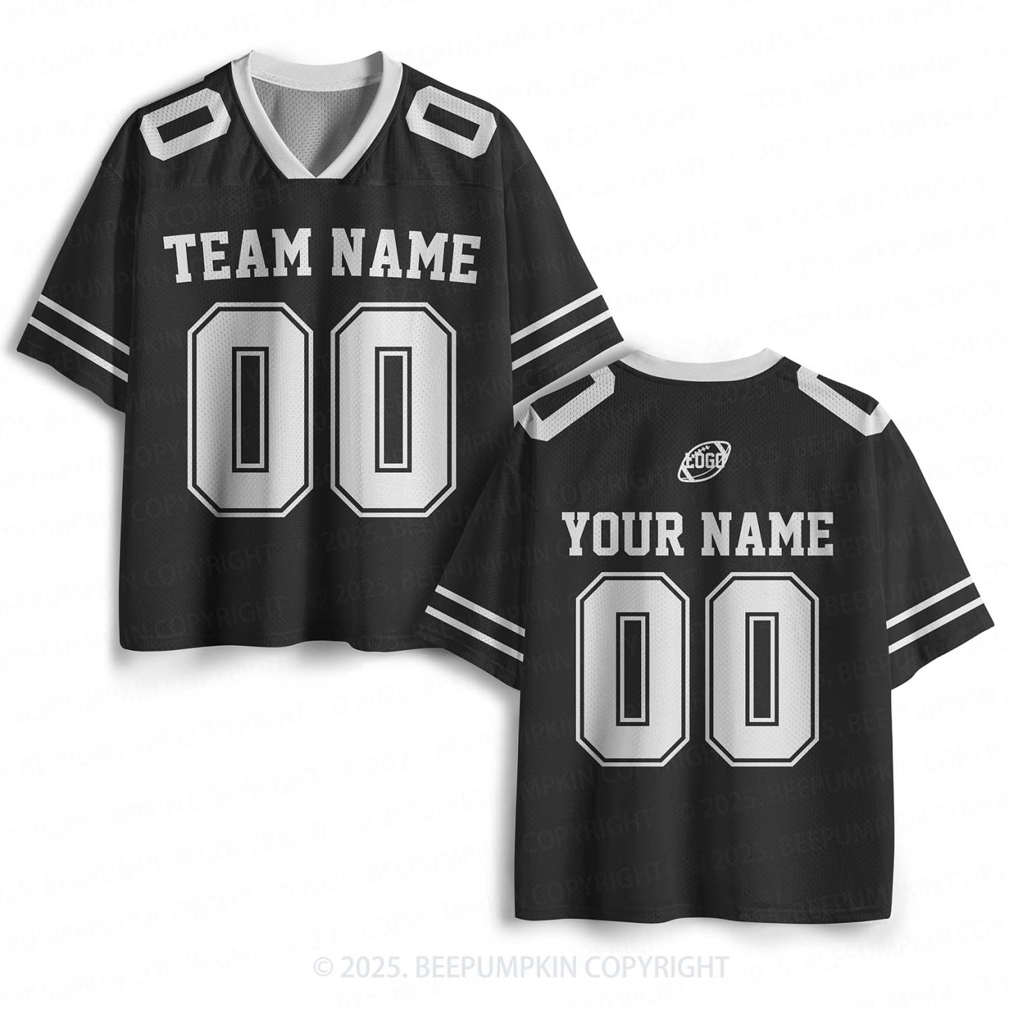 Personalized Team Name & Number Black Adult Sport Jersey Beepumpkin