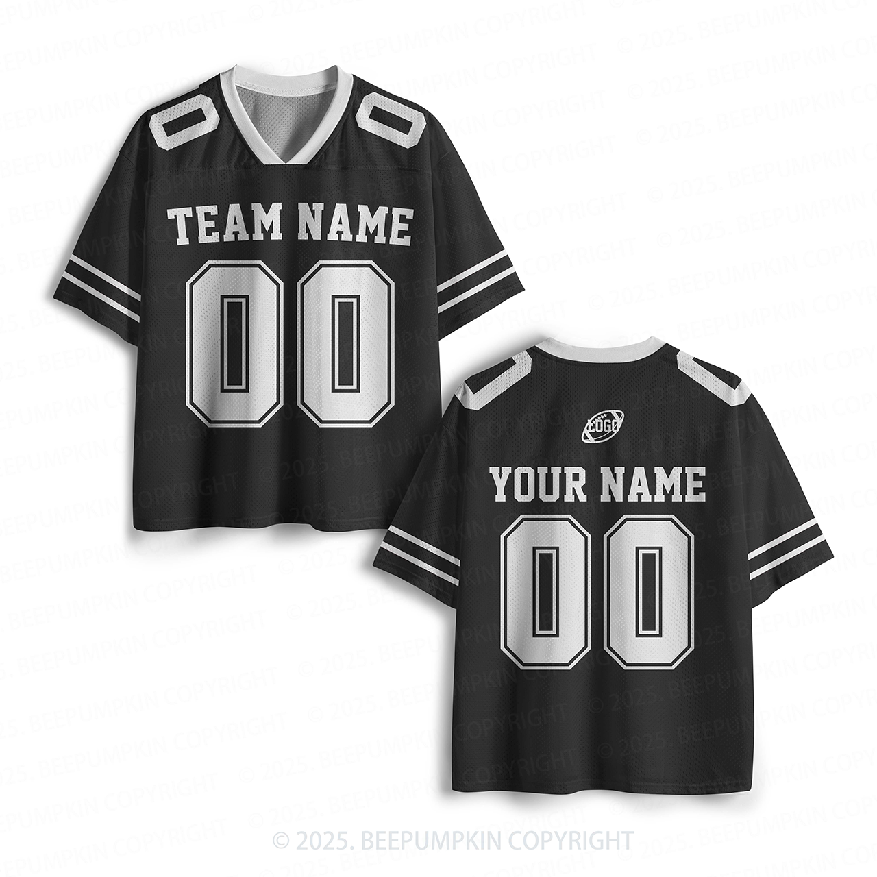 Personalized Team Name & Number Black Toddler&Kid's Sport Jersey Beepumpkin