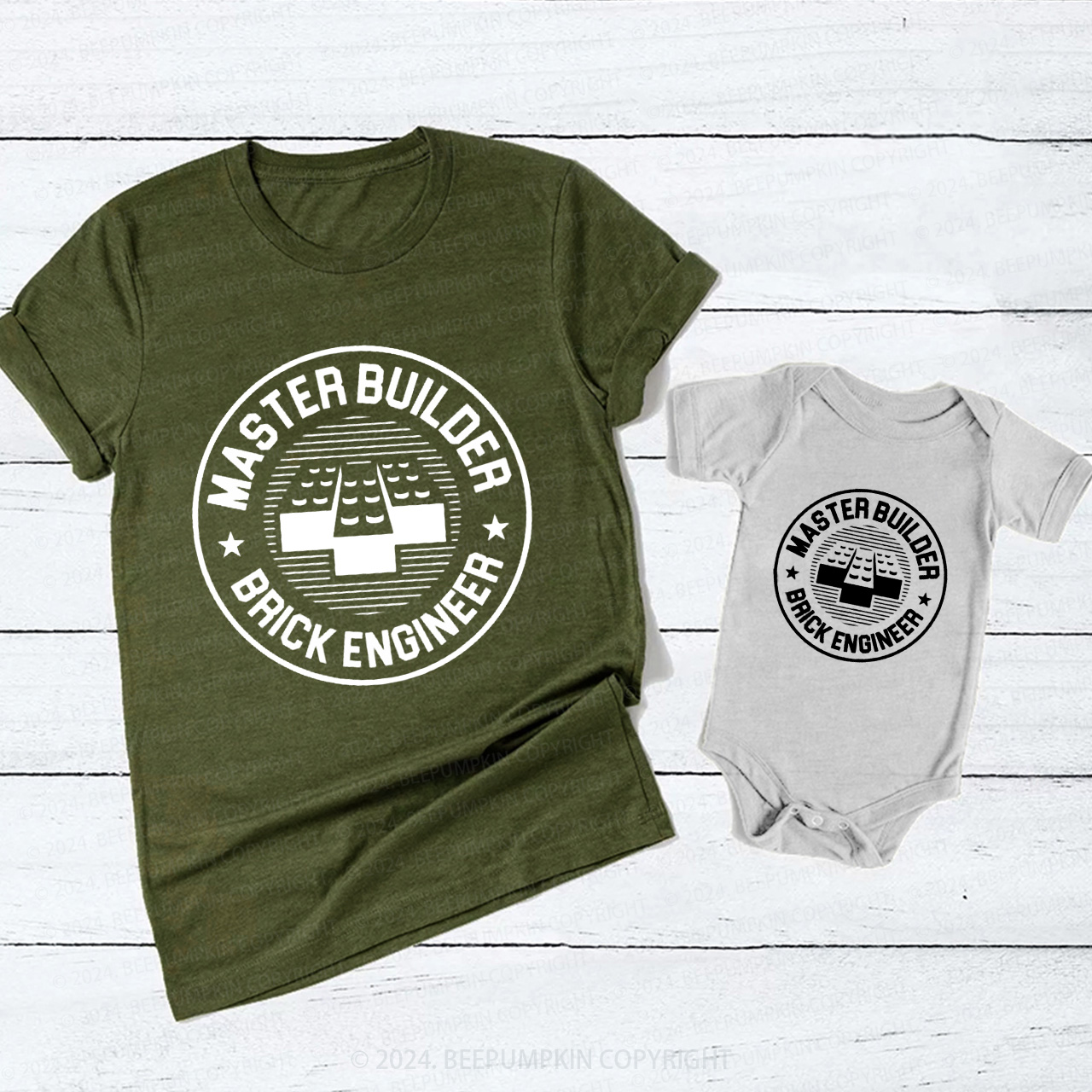 Master Builder Brick Engineer T-Shirts For Mom&Me